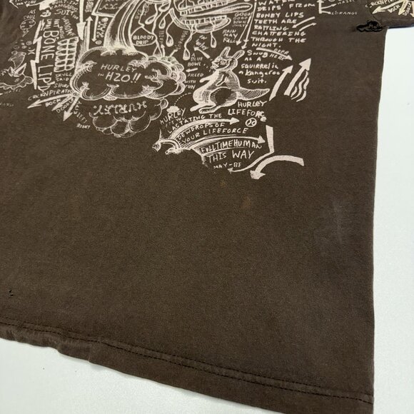 Hurley T Shirt Mens Large 21x27.5 Brown Y2K Style Grunge Skate Skateboard - Picture 7 of 15